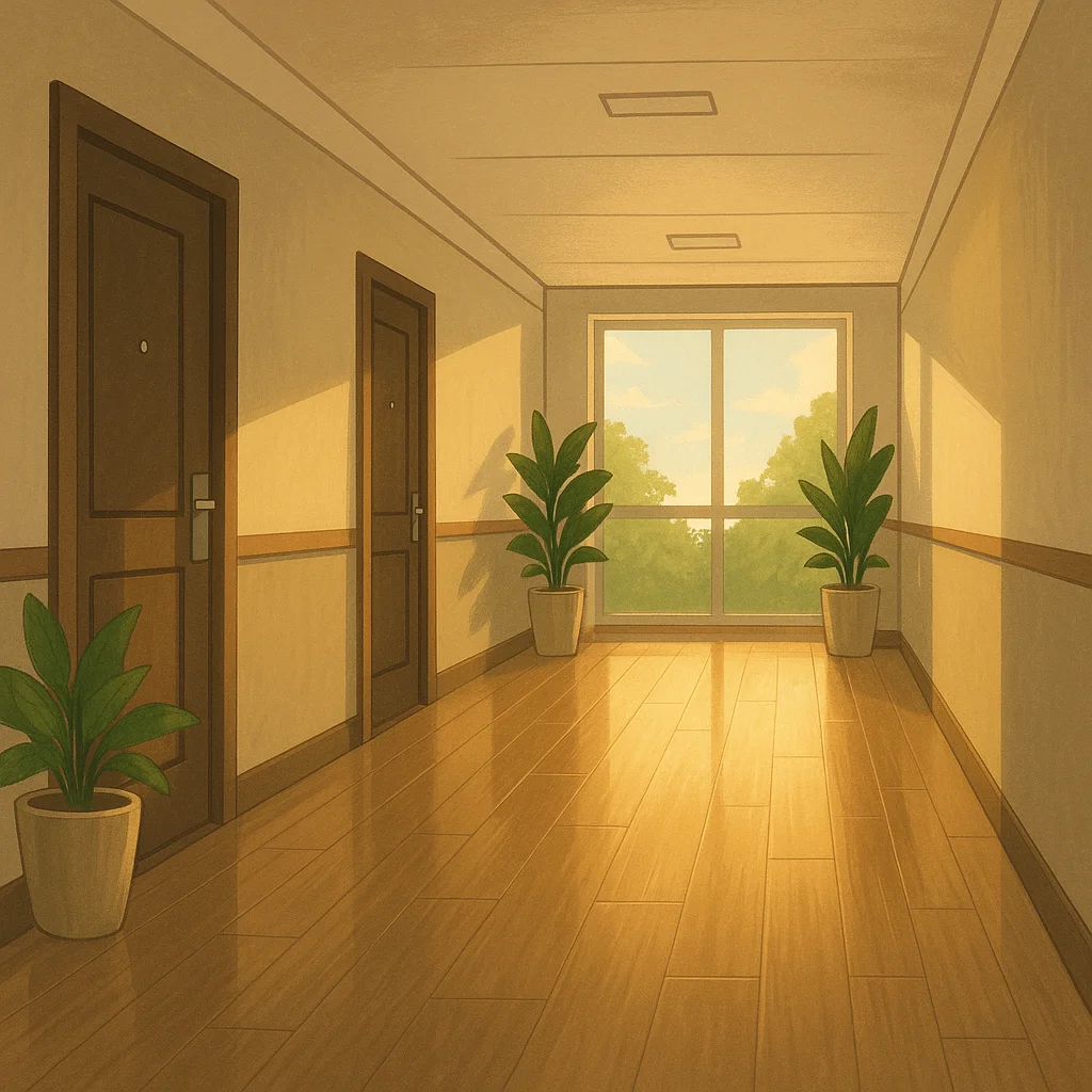 Clean apartment hallway